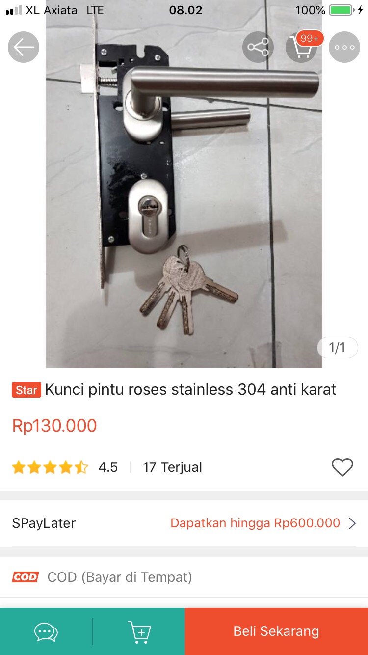 Kunci Pintu Roses Stainless 304 Anti Karat