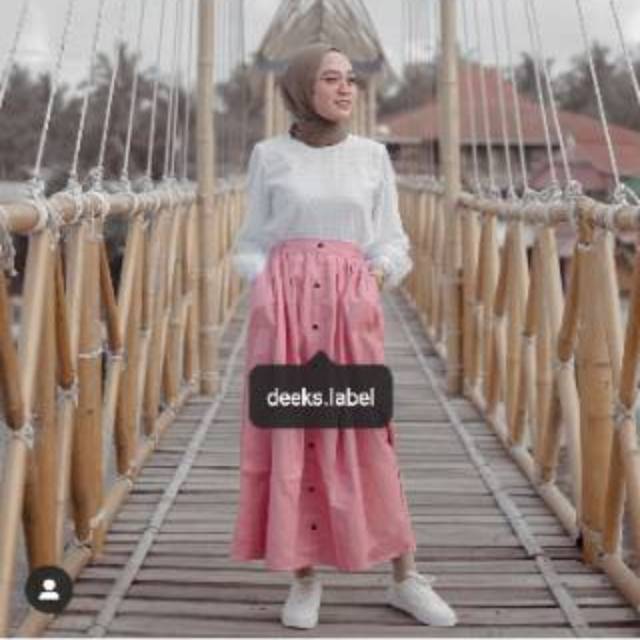 Alea Button Skirt Maxi // Rok Kantong Kancing 30 warna