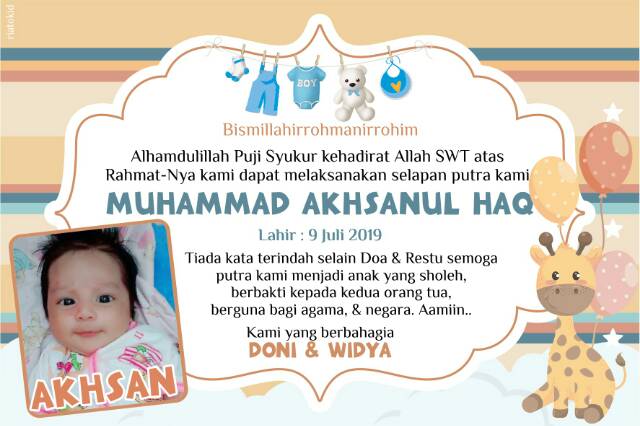 Kartu Ucapan Selapan Aqiqah Turun Tanah Hemat Shopee Indonesia