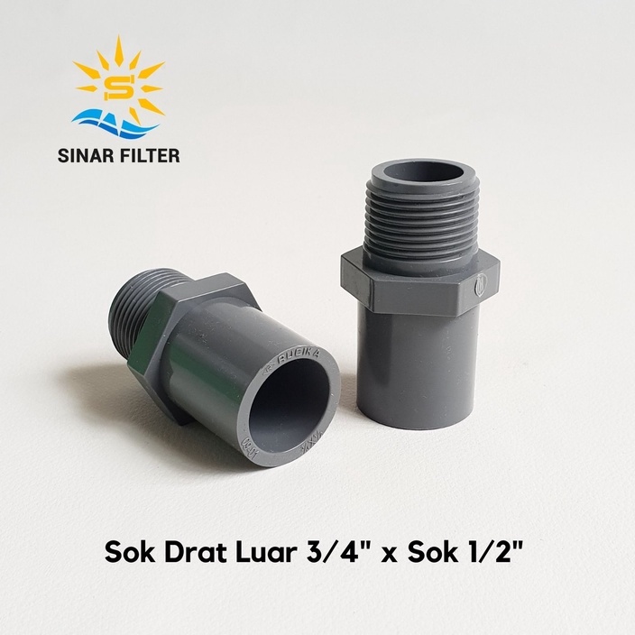 Sok Drat Luar 3/4" x Sok 1/2" AW Rucika