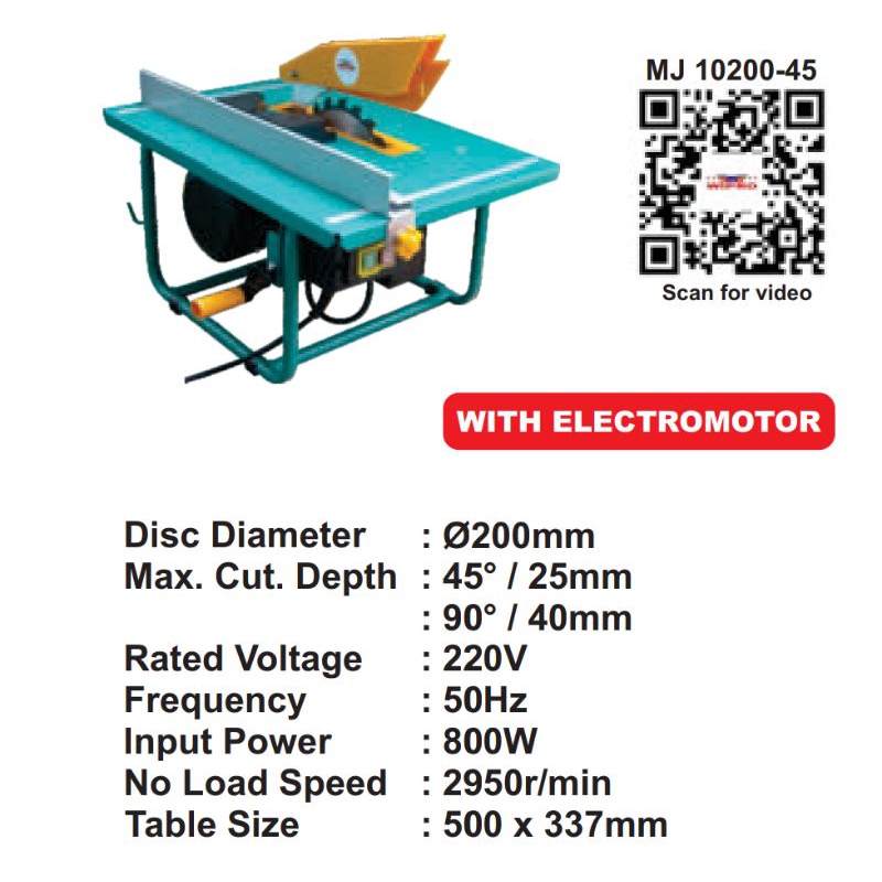 Table saw wipro MJ 10200-45 8inch
