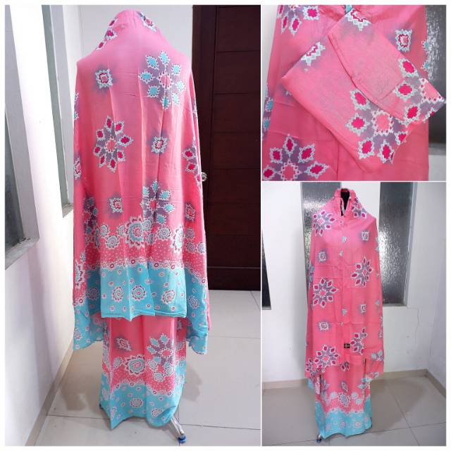 Mukena Syari Mukena Bali Dewasa Motif Batik Bunga, Mukena Murah