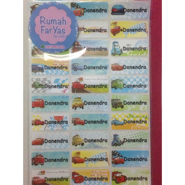 

LABEL NAMA WATERPROOF / STICKER NAMA IMPORT / WATERPROOF / THE CARS / LARGE MEDIUM SMALL