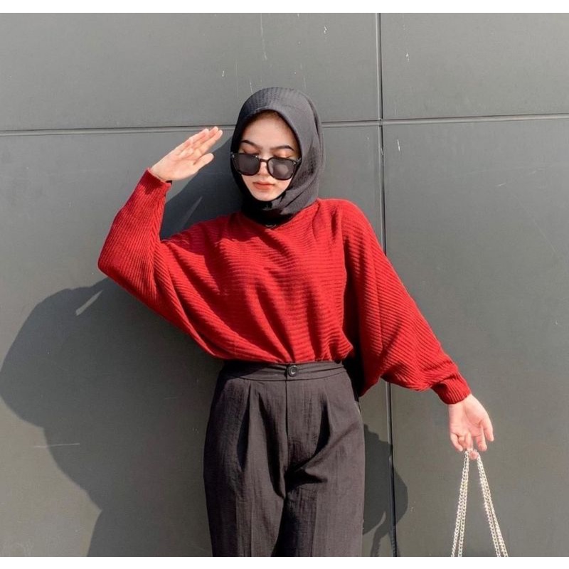 Lasperal Batwing Rajut / Sweater Batwing Rajut Oversize / Baju Rajut Oversize Premium