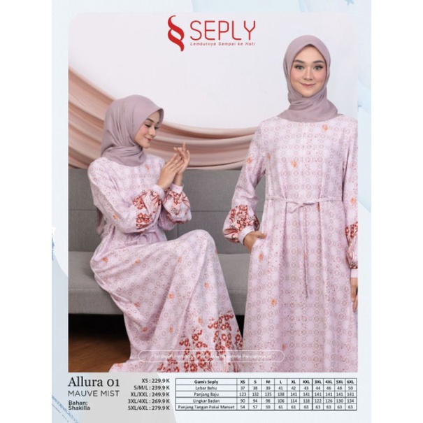 SEPLY GAMIS ALLURA 01 MAUVE MIST ALLURA 01 ELDERBERRY ALLURA 01 BRUSH PINK GAMIS ALURA 01 SEPLY