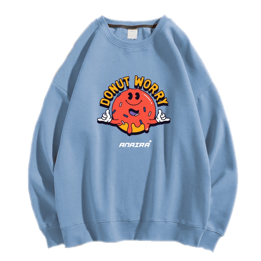 DONUT WORRY SWEATER CREWNECK PRIA WANITA Size M-XXL