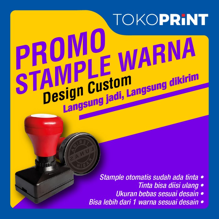

Stample / Stempel Warna Cap / Stemple flash Otomatis - 1 Warna, Kecil