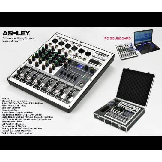 Mixer Audio 4 Channel Ashley MFOUR M-FOUR 16DSP USB Bluetooth Recording Koper Original