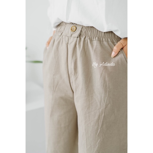 Celana Kulot Linen Kancing Highwaist Premium -  Cullote Pants | Celana Kulot Wanita