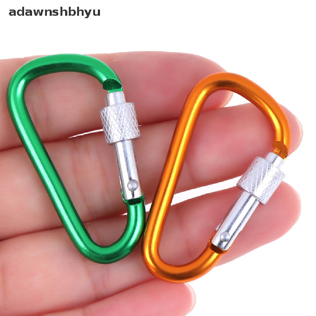 Adawnshbhyu 2pcs Random Aluminium Carabiner D-Ring Gantungan Kunci Klip Outdoor Hook Gesper