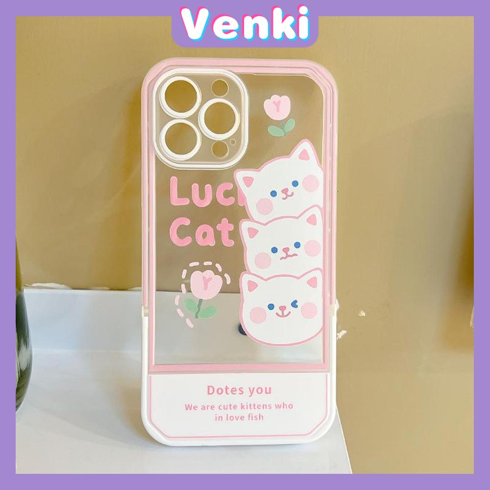 iPhone Case Acrylic Invisible Folding Stand Silicone Soft Case Shockproof Camera Cover Bear Cute Cartoon Compatible For iPhone 11 Pro Max 13 Pro Max 12 Pro Max 7Plus xr XS Max