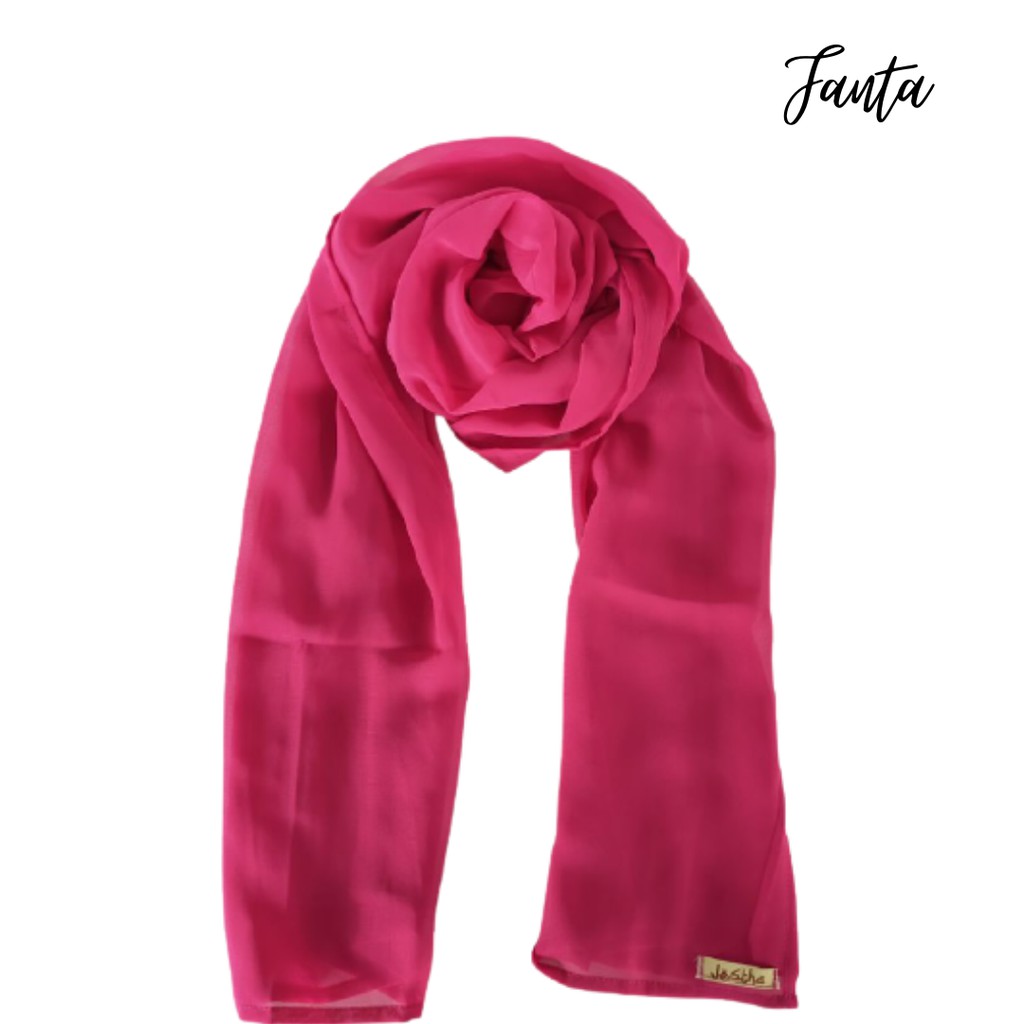 PASHMINA CERUTY PREMIUM 180x75 CM TEPI JAHIT RAPI HIJAB CERUTY PASMINA CERUTTY WARNA PART 1-FANTA