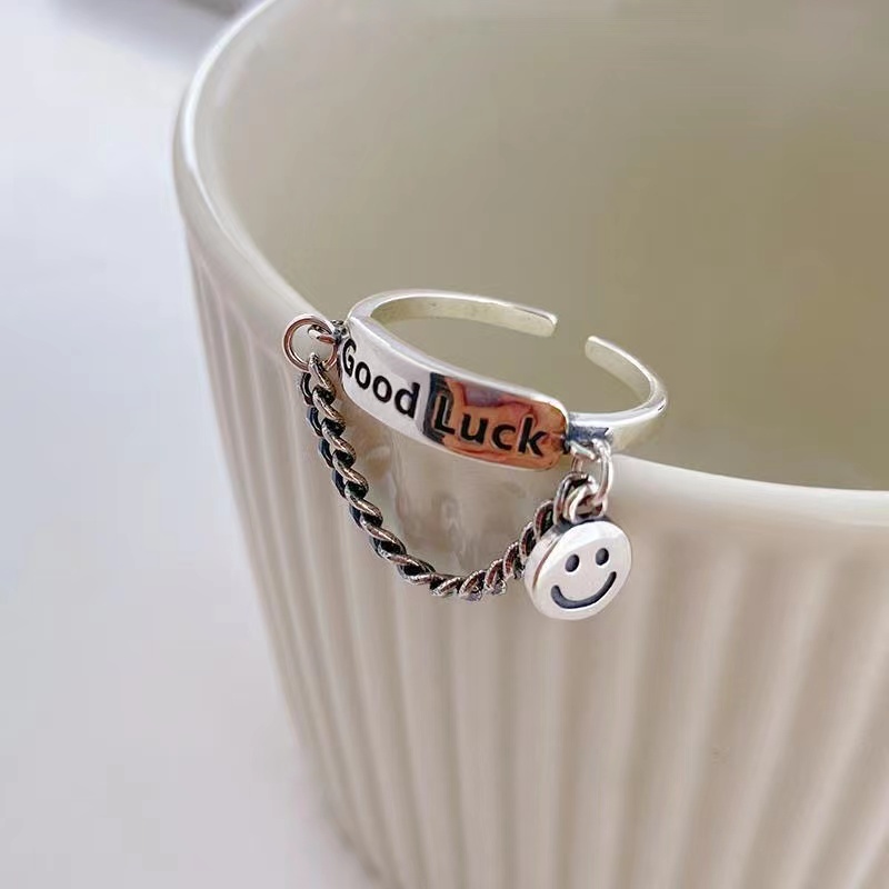 IFYOU Cincin Silver Desain Smiley Untuk Wanita