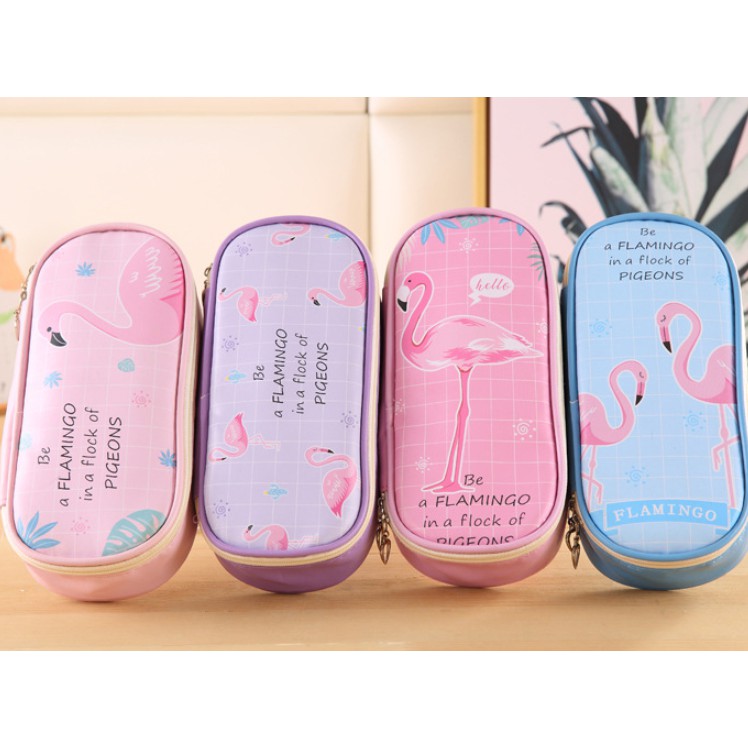 Tempat Pensil Jumbo FLAMINGO / Tempat Alat Tulis Besar Flamingo / Tepak Pensil Motif Flamingo Unik