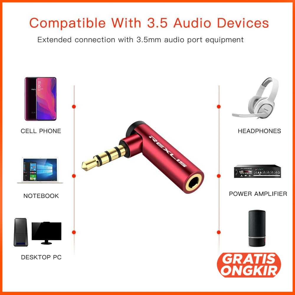 Audio Adapter 3.5mm Male to Female 90 Degree RBS35