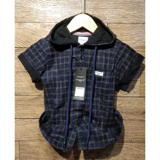 hoodie anak tangan pendek motif kotak kotak flanel/kemeja anak/hem/outher/libas