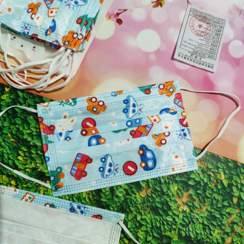 Masker ANAK Motif Premium import isi 10pcs 3ply/3lapis kualitas tebal Super High Quality Karaktet gambar lucu-lucu