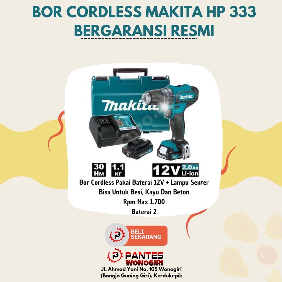 Mesin Bor Baterai Beton Makita HP 333