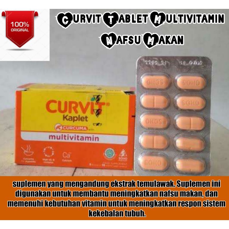 Curvit Tablet Vitamin Nafsu Makan Ampuh Jual Ecer Per Strip Isi 10 Kaplet 100% Original / Vitamin Na