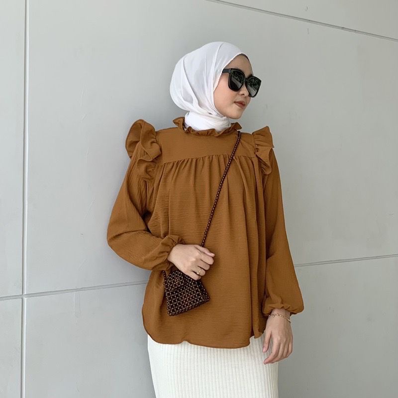 1KG MUAT 5PCS | MOANA BLOUSE RUFFLE AIRFLOW CRINCLE HITS OOTD SELEBGRAM FASHION GROSIR WANITA