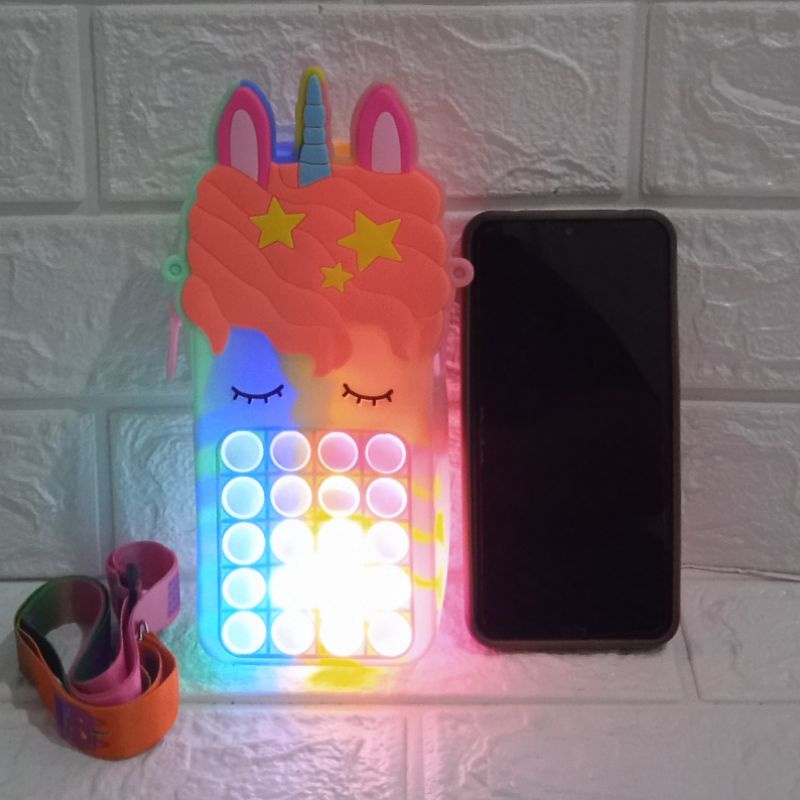 Tas Pop it unicorn Jumbo LED muat Hp