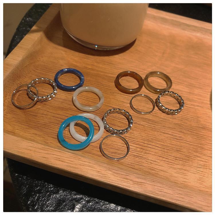 4pcs / Set Cincin Resin Gaya Korea Untuk Wanita