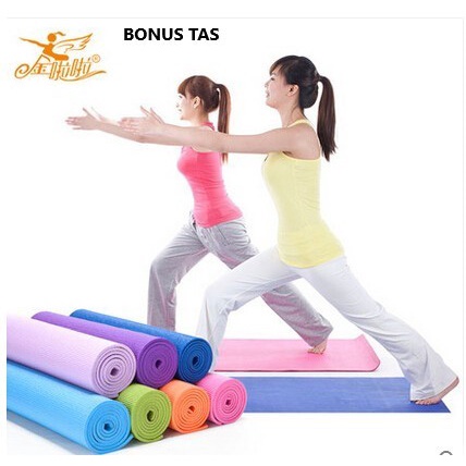 Murah Yoga Mat Import PVC 6mm Matras senam Fitnes karpet Gym Ball Alat