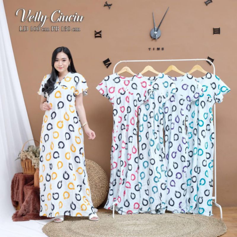 gaun velly  " longdres lengan pendek " Daster murah