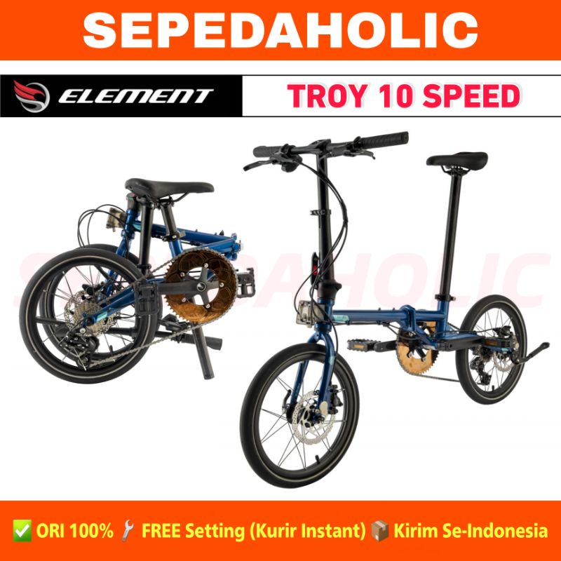 Sepeda Lipat ELEMENT TROY 10 Speed 16 Inch Chromoly New 2022 Garansi Resmi 5 Tahun