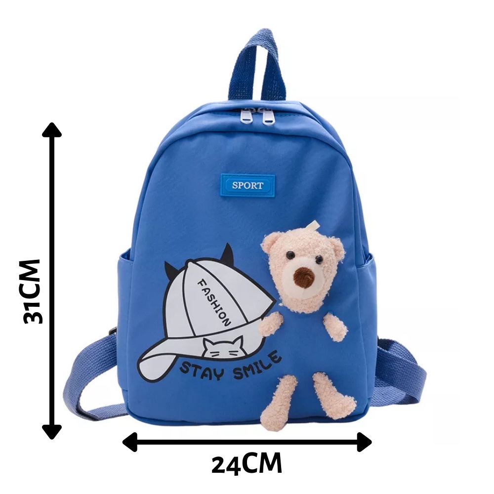 TAS RANSEL SEKOLAH ANAK LAKI DAN PEREMPUAN / RANSEL BACKPACK CEWEK COWOK TAS FASHION MODEL BONEKA TEDDY BEAR S-91415