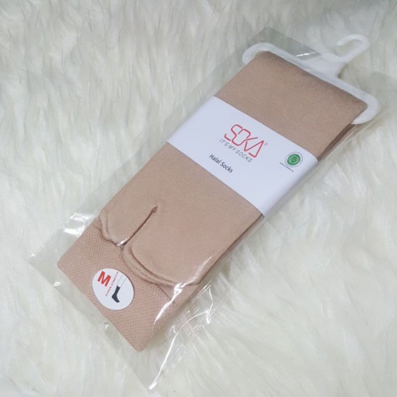 [1 PASANG] ORIGINAL SOKA Jempol Skin Kaos Kaki Muslimah Wanita Hijab Haji Umroh Murah Diskon Warna Kulit Size M Pendek kaoskaki-Dark Skin NoTapak