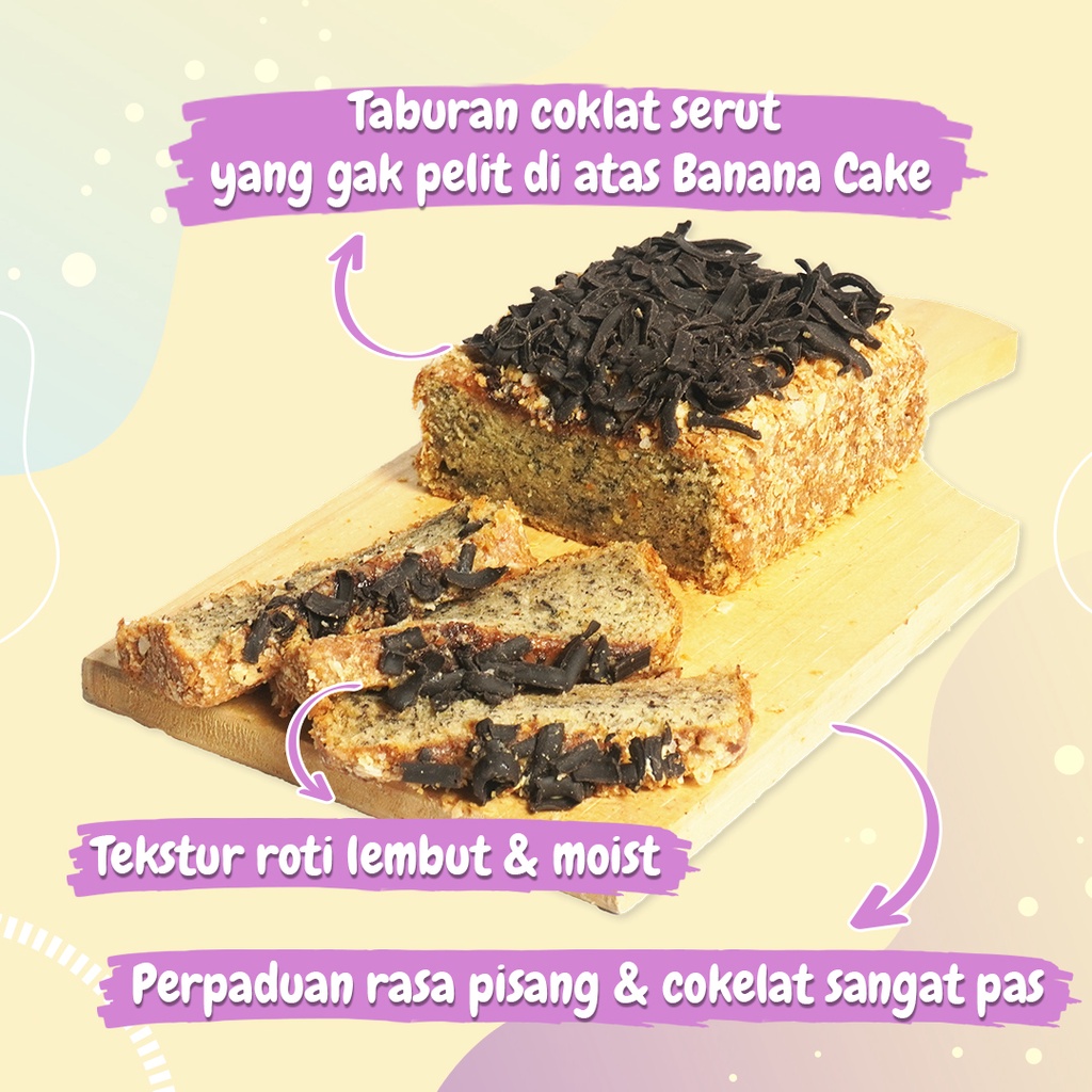 Banana Lover Chocolate Delicute - moist Banana Cake + taburan Cokelat