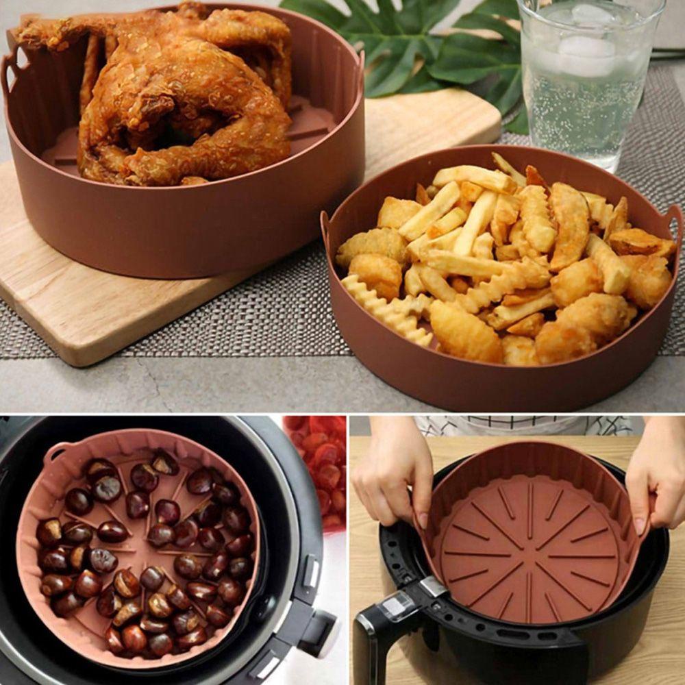 【 ELEGANT 】 Air Fryer Tray Replacemen Silikon Pizza Fried Chicken Basket Mat Liner Aksesoris Baking Alas Panci Oven