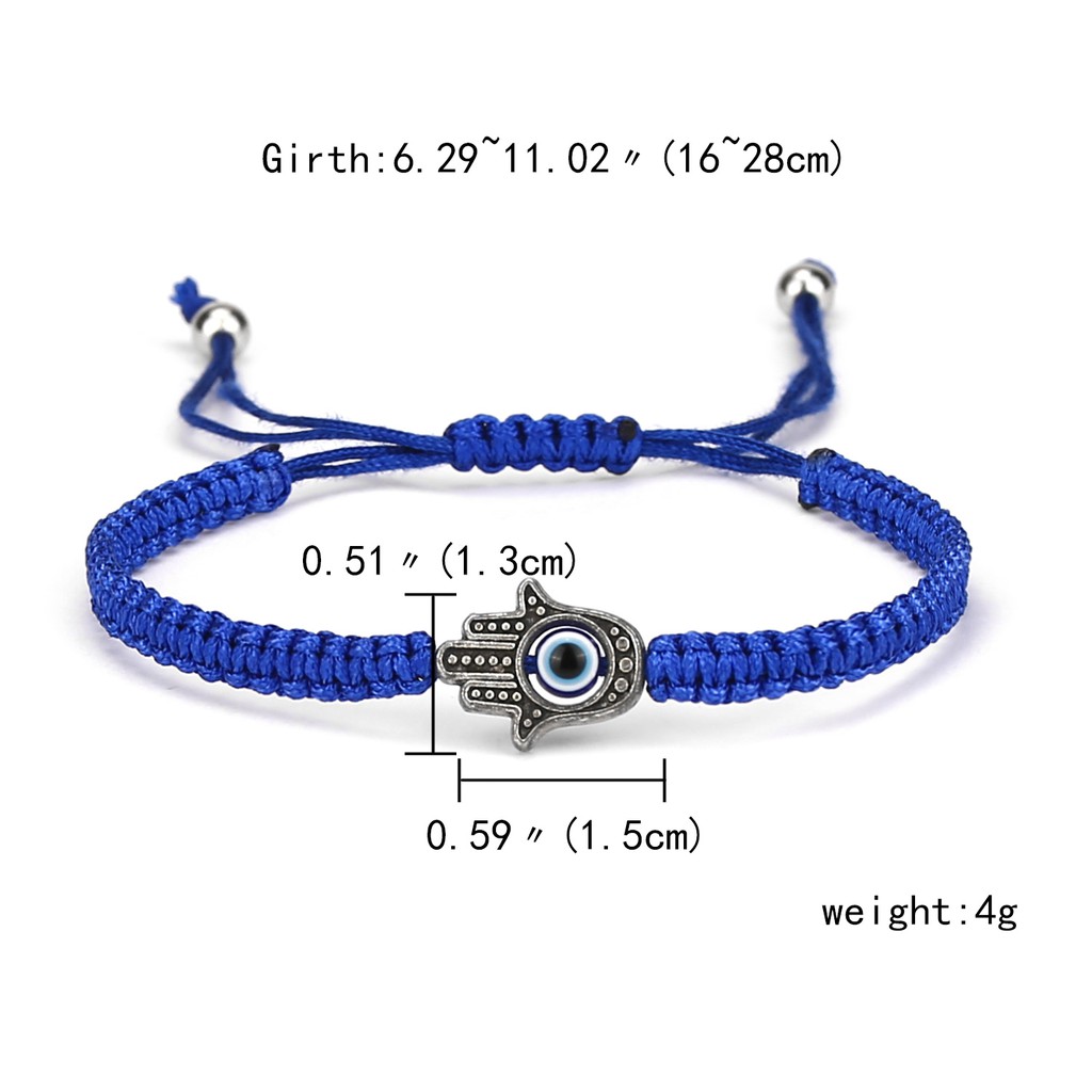 Gelang Tali Hitam Adjustable Desain Mata Iblis Warna Biru Untuk Pria Dan Wanita