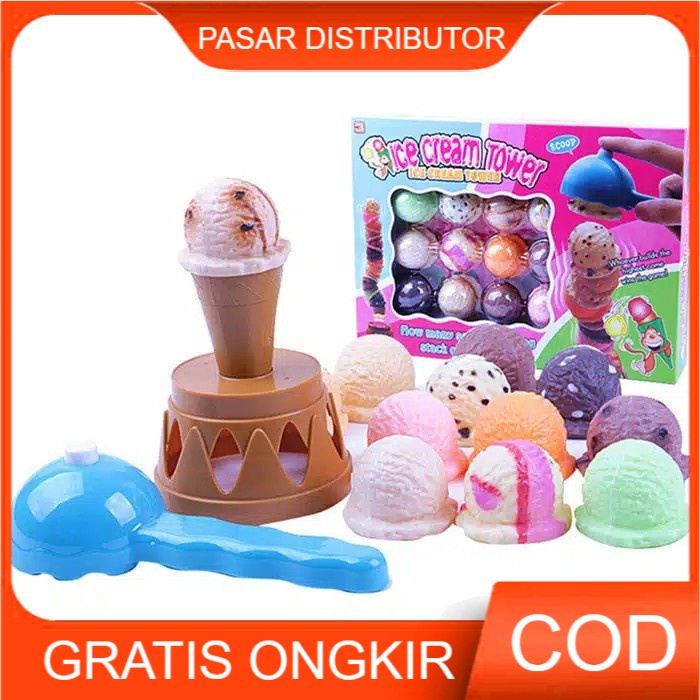 Ice Cream Tower Mainan Susun Es Krim - Mainan Anak - Puzzle Ice Cream - Mainan Anak