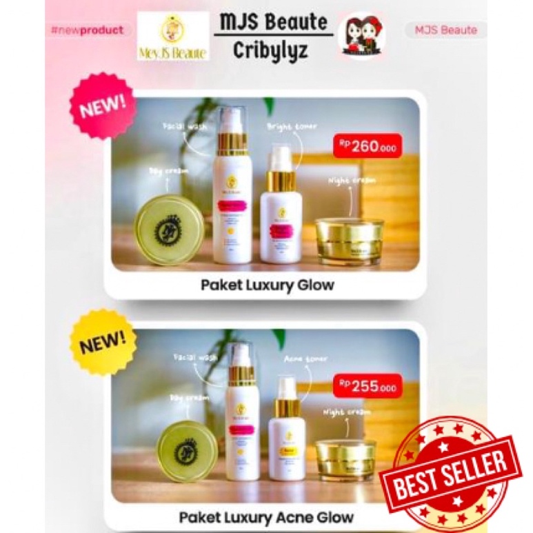 MJS Beaute Skincare Paket Luxury Glow [Facial Wash + Toner + Day Cream + Night Cream] by Meyjaya | M