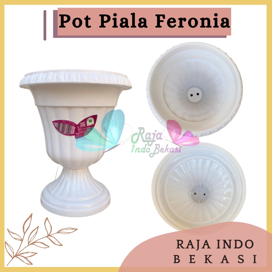 Pot Piala Green Leaf Feronia 6152 Putih Pot Piala Tinggi Putih Plastik hitam pendek 50 - Pot bunga tanaman piala feronia putih 18cm - PIALA MINI 6152