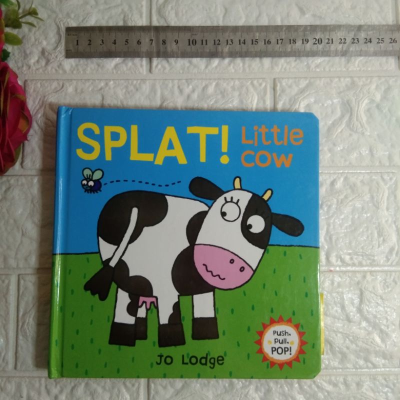 Buku anak boardbook pop up preloved second bekas SPLAT LITTLE COW Push Pull Pop