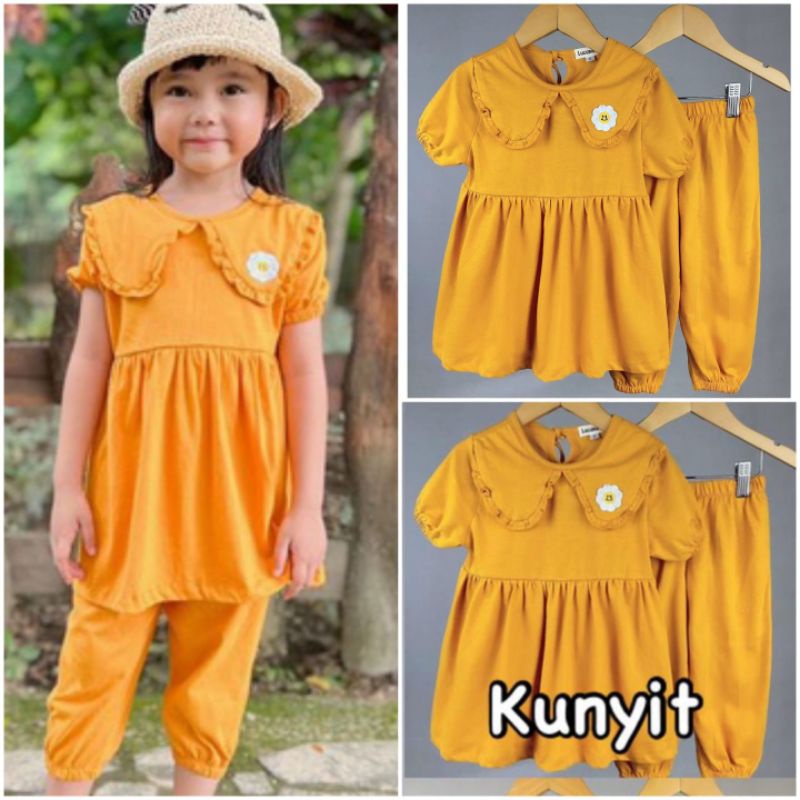 setelan anak DAISY SMILEE KUNYIT 1-5th / set anak polos setcel