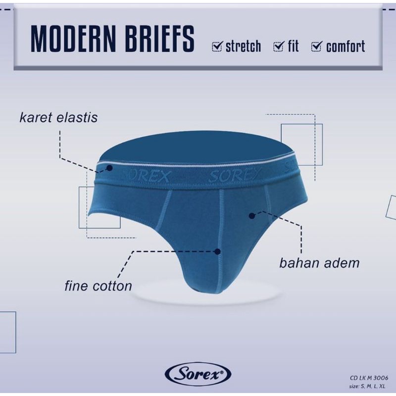 Sorex man  LK M 3006 celana dalam laki laki dewasa modern brief  S, M,L,XL harga perbiji