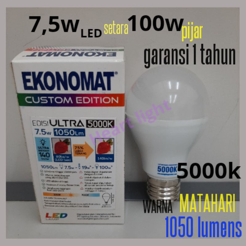 lampu LED EKONOMAT ULTRA 7,5W 5000K warna MATAHARI 1050LM lampu fotografi lampu makeup natural