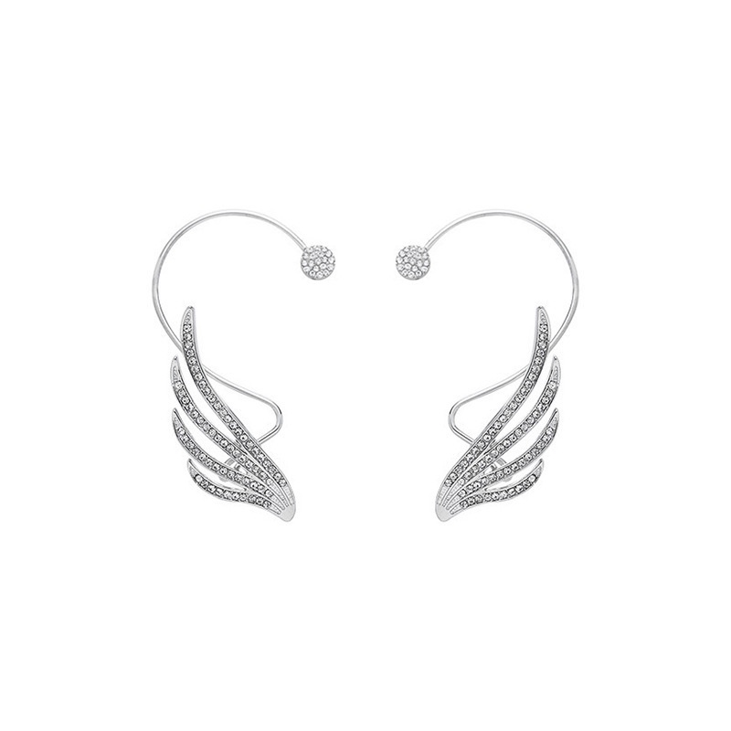 Anting Tusuk Bentuk Sayap Kupu-Kupu Bahan Metal Hias Berlian Imitasi Untuk Wanita