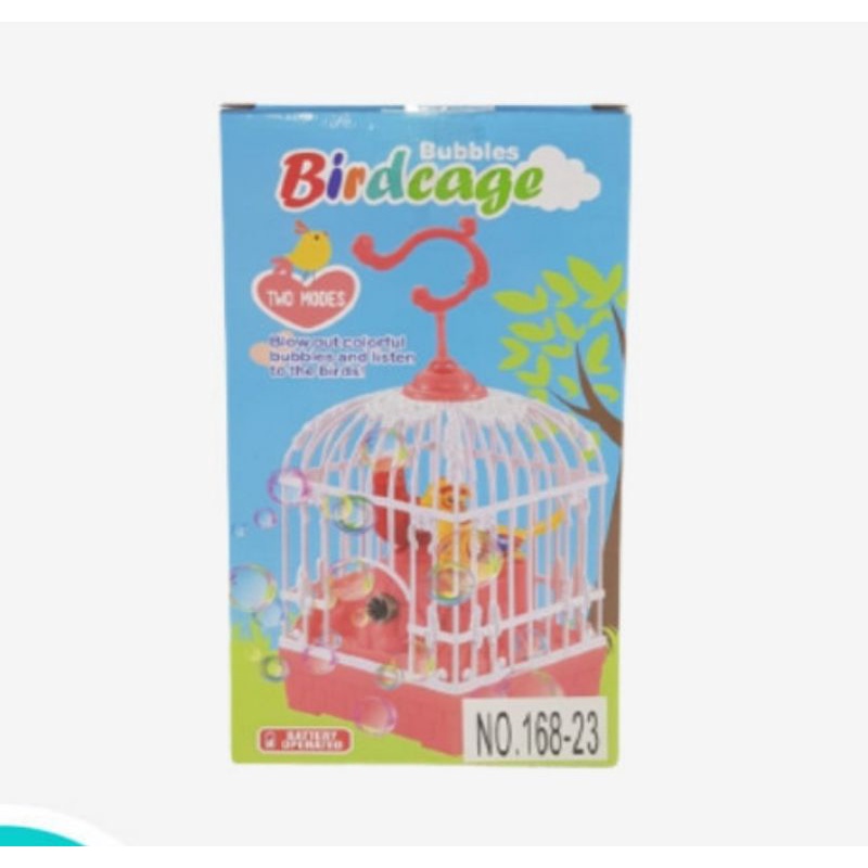 Mainan bird cage 2in1 burung berkicau dengan bubbles