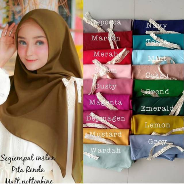 SEGI EMPAT INSTAN RENDA / SEGI EMPAT INSTAN / KERUDUNG / HIJAB SYARI / JILBAB