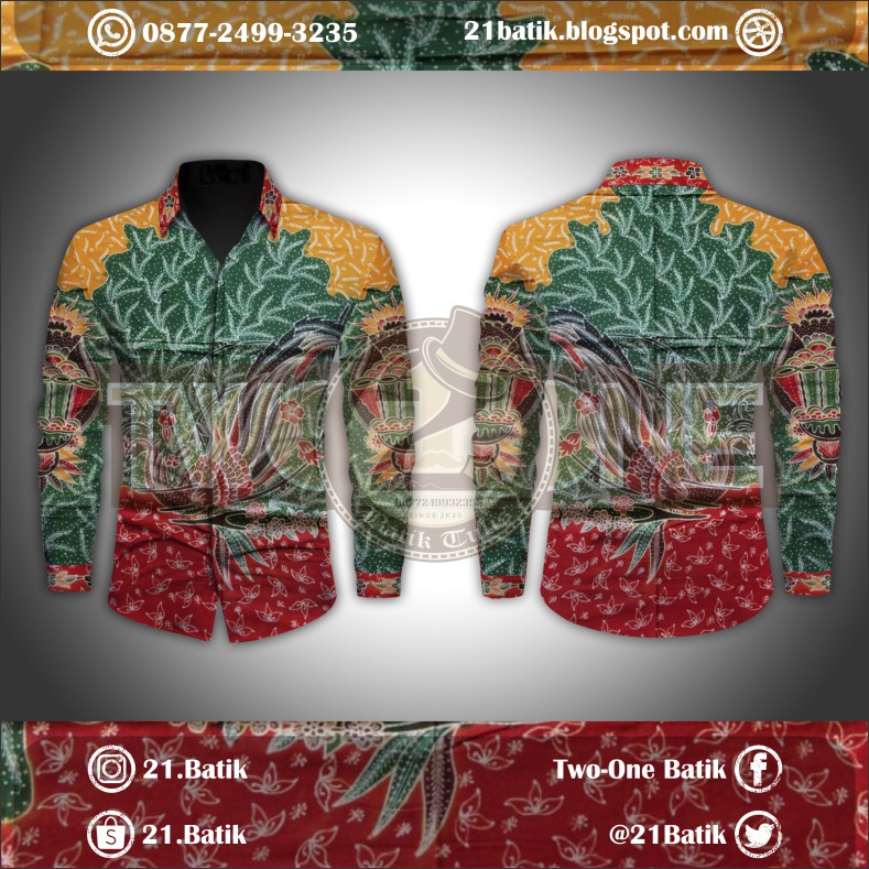BATIK TULIS PREMIUM HALUSAN KEMEJA PRIA / WANITA FULL ISIAN (WARNA MERAH KUNING HIJAU)