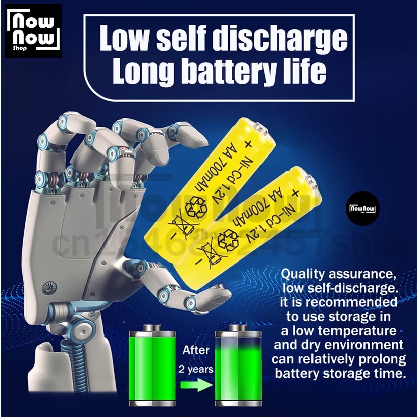 Baterai Rechargeable Isi Ulang AA / A2 1.2V 700Mah Ni-Cd Battery Batre Cas Universal Serbaguna Nickel-Cadmium Alat Elektronik Jam Alarm Mainan Anak XBox Mouse Lampu Remote TV AC Kamera Digital Telepon Wireless Radio DVD Portabel Alat Medis