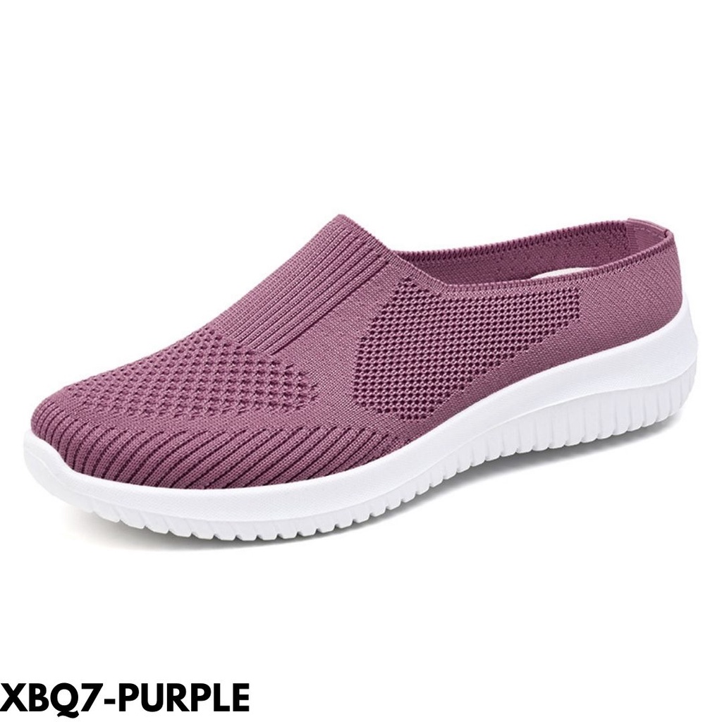 SEPATU SNEAKERS WANITA SLIP-ON JALAN MARKET KECE CASUAL FLYKNIT IMPORT BQ7