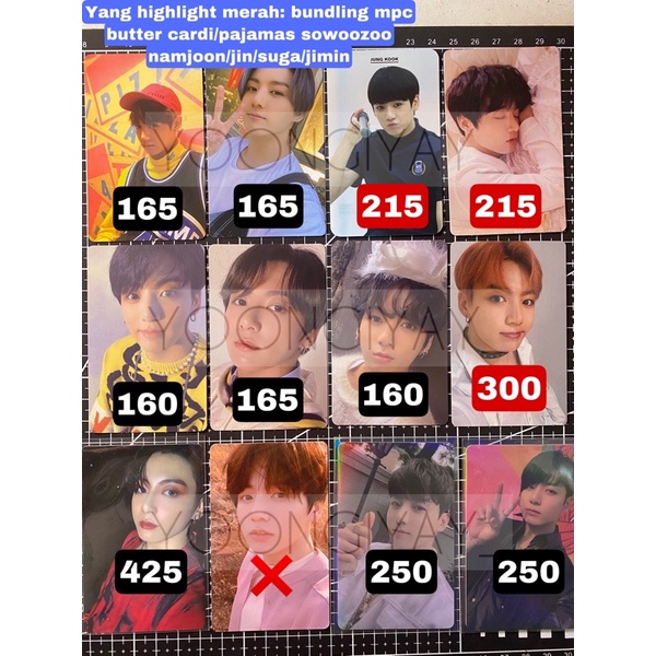 JUNGKOOK PHOTOCARD HER PIZZA POB BUTTER ORUL TEAR U PERDONA MOTS7 FAKE LOVE CLUE LD PWS SW