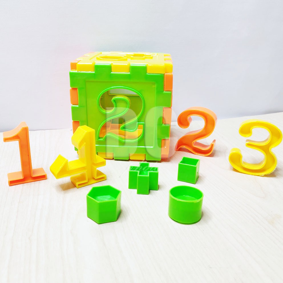 Puzzle Kotak Angka Mainan Edukasi Blocks Pintar Bentuk &amp; Warna Shape Color