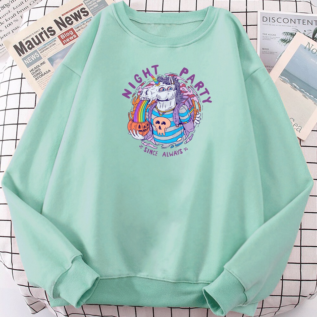 Sweater oblong oversize wanita NIGHT PARTY sweter crewneck cewek terbaru kekinian